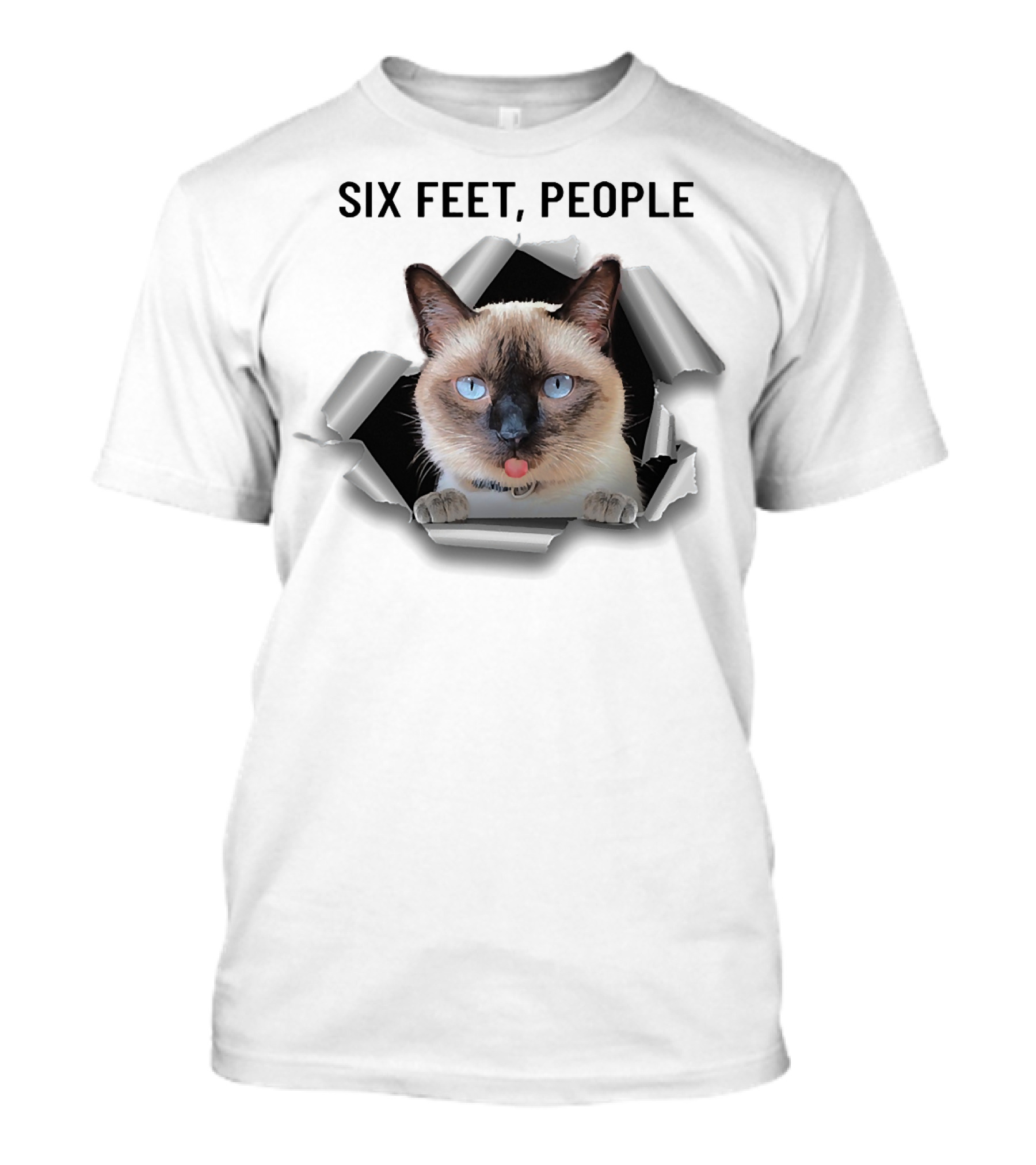 Siamese Cat Six Feet People Torn Ripper T-Shirt