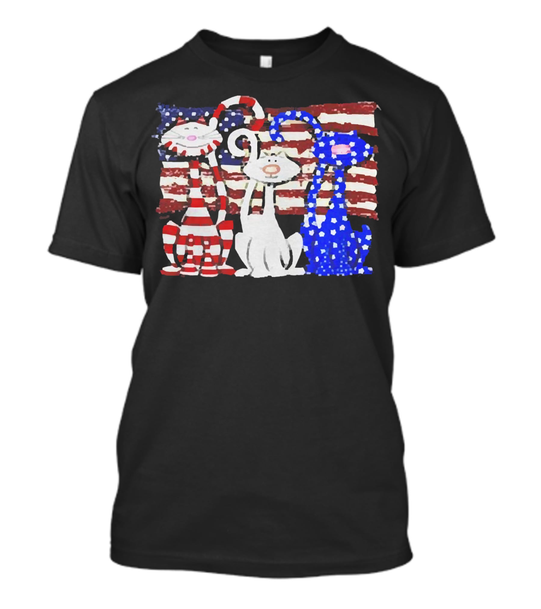 Cats With American Flag Stripes Stars Independence Day Veteran U.S T-Shirt