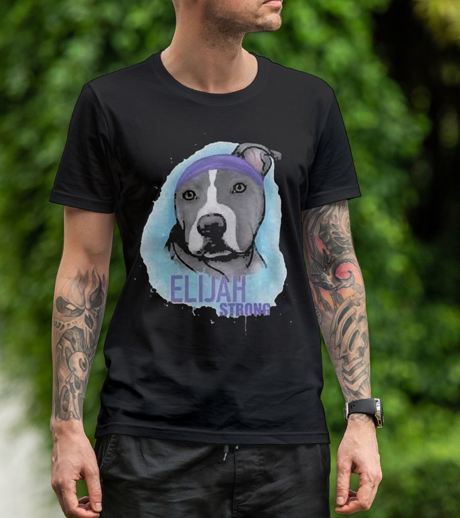 Elijah Strong Watercolor Dog Portrait In Purple Bandana T-Shirt