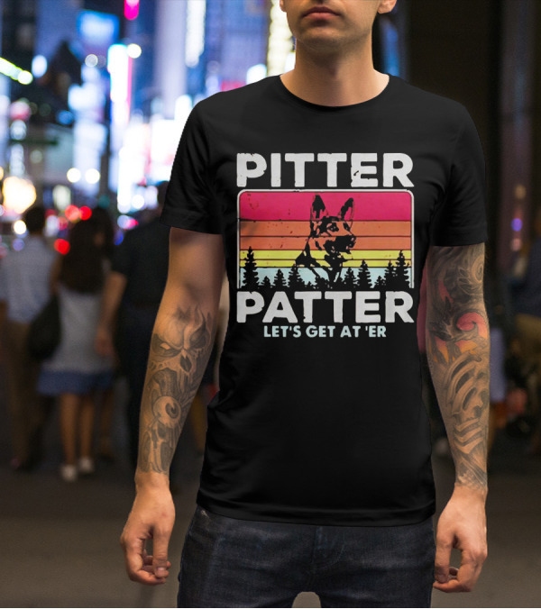 Pitter Patter German Shepherd Let's Get At 'Er Vintage Sunset Forest T-Shirt