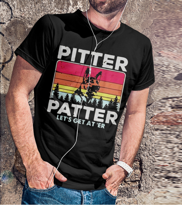 Pitter Patter German Shepherd Let's Get At 'Er Vintage Sunset Forest T-Shirt