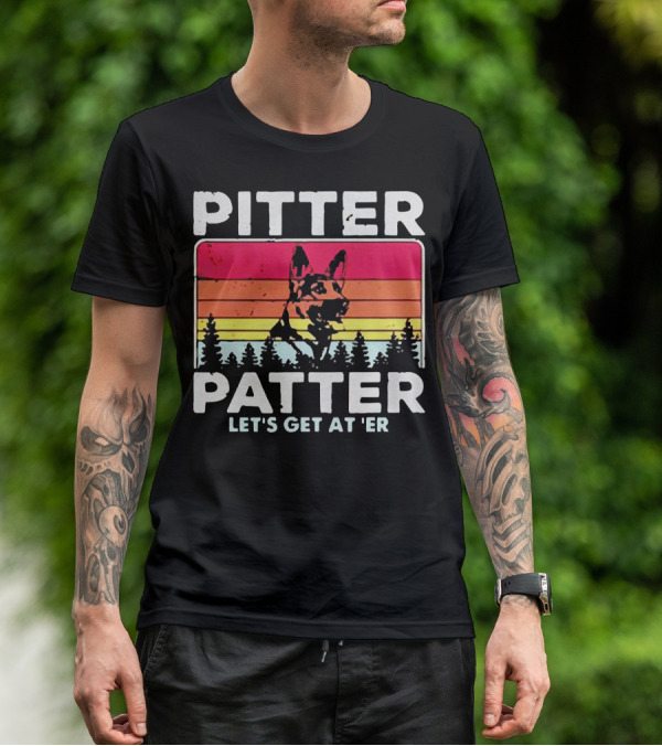 Pitter Patter German Shepherd Let's Get At 'Er Vintage Sunset Forest T-Shirt