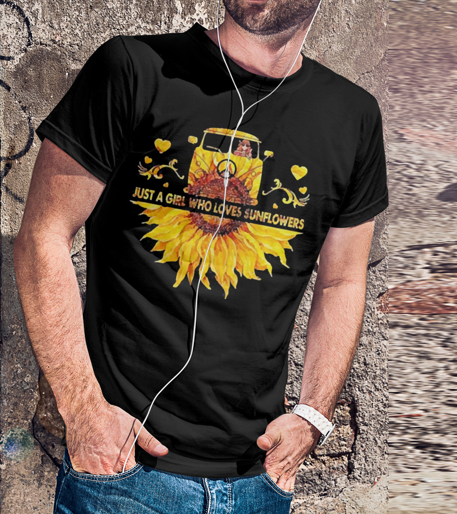 Just A Girl Who Loves Sunflowers Hippie Peace Car T-Shirt