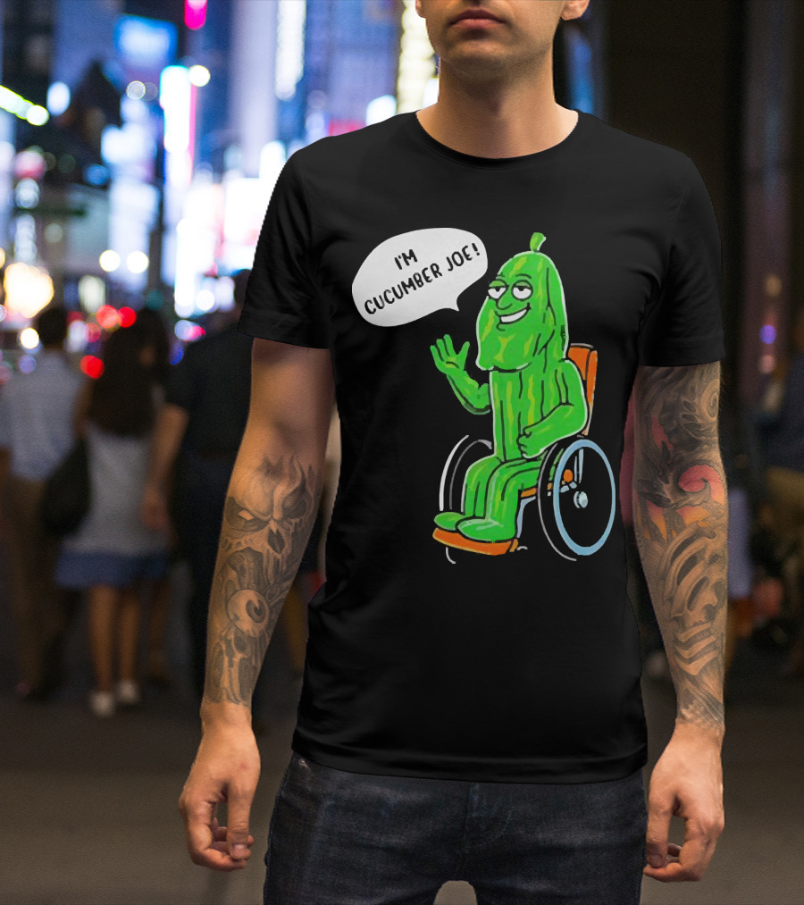 I’m Cucumber Joe Cartoon Pickle Character In Wheelchair T-Shirt