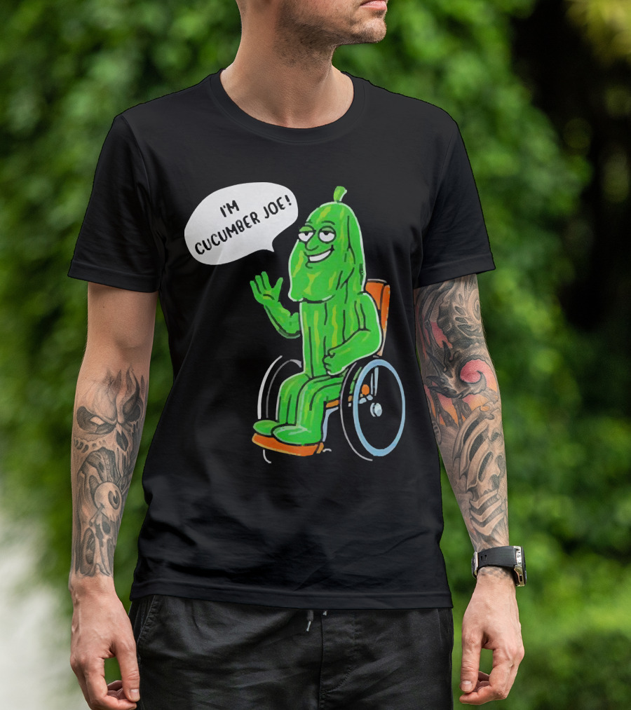 I’m Cucumber Joe Cartoon Pickle Character In Wheelchair T-Shirt