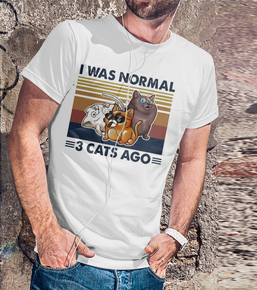 I Was Normal 3 Cats Ago Retro Style Black Version T-Shirt