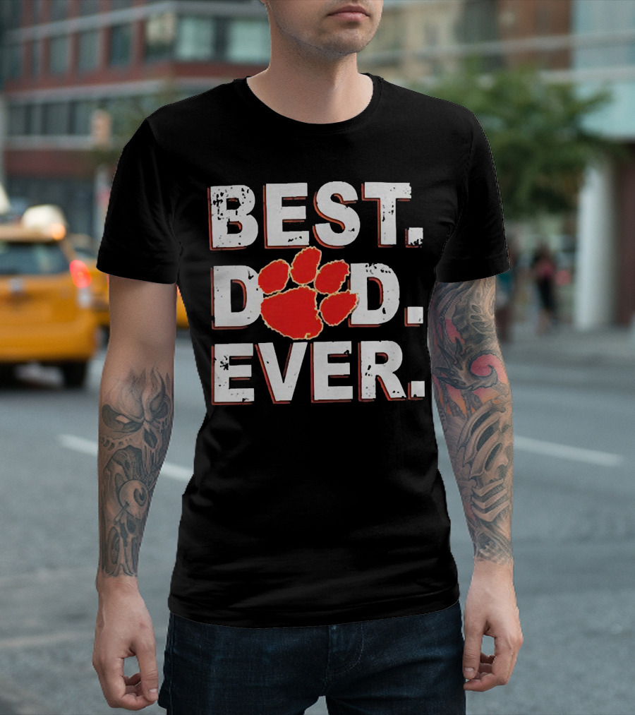 Best Dad Ever Clemson Paw Prints T-Shirt