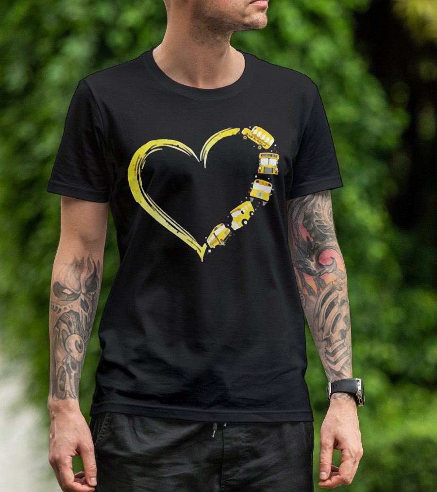 Heart-Shaped Yellow School Bus Journey Love Back To School T-Shirt