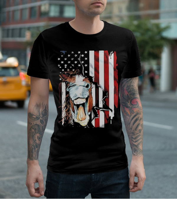 Horse Face American Flag Heritage T-Shirt