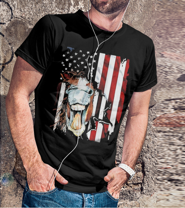 Horse Face American Flag Heritage T-Shirt