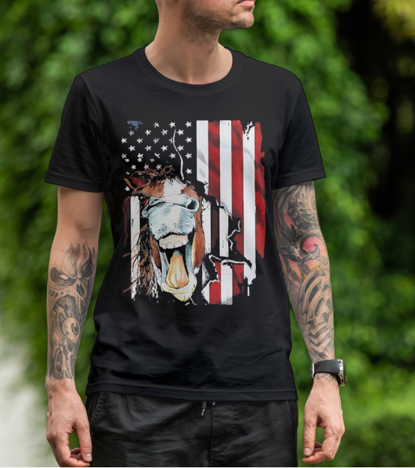 Horse Face American Flag Heritage T-Shirt