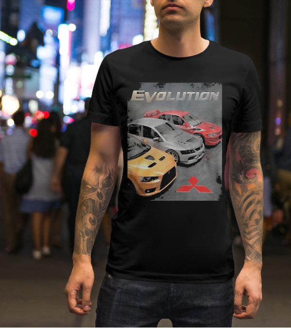 Mitsubishi Evolution Cars With Iconic Red T-Shirt