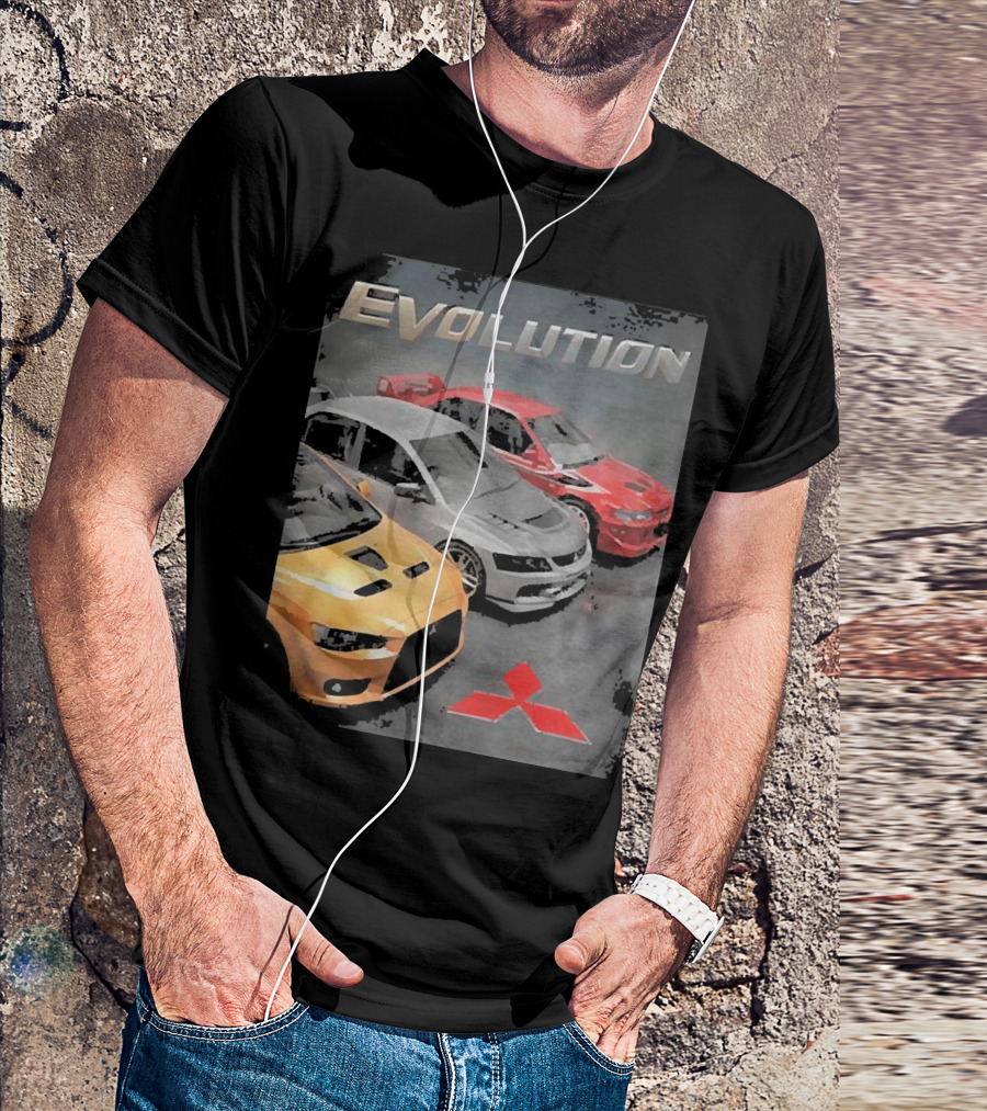 Mitsubishi Evolution Cars With Iconic Red T-Shirt