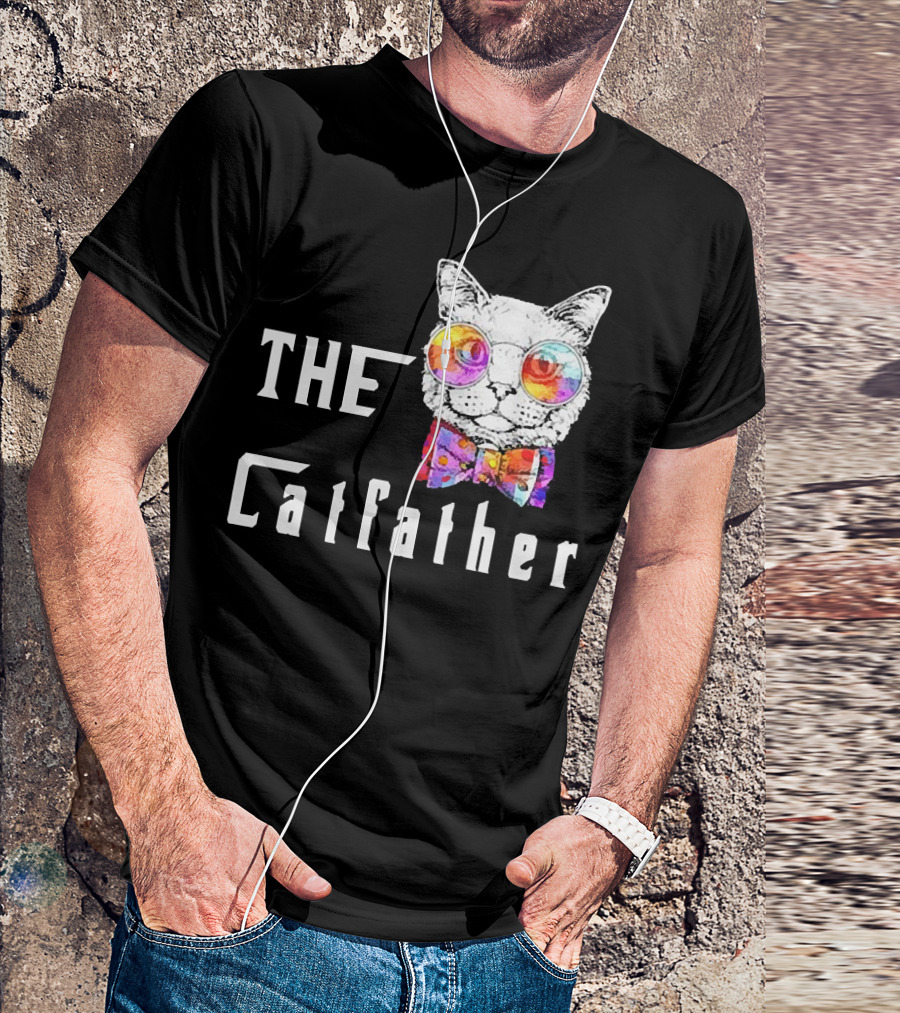 The Catfather Nerd Cat With Glasses And Bow T-Shirt