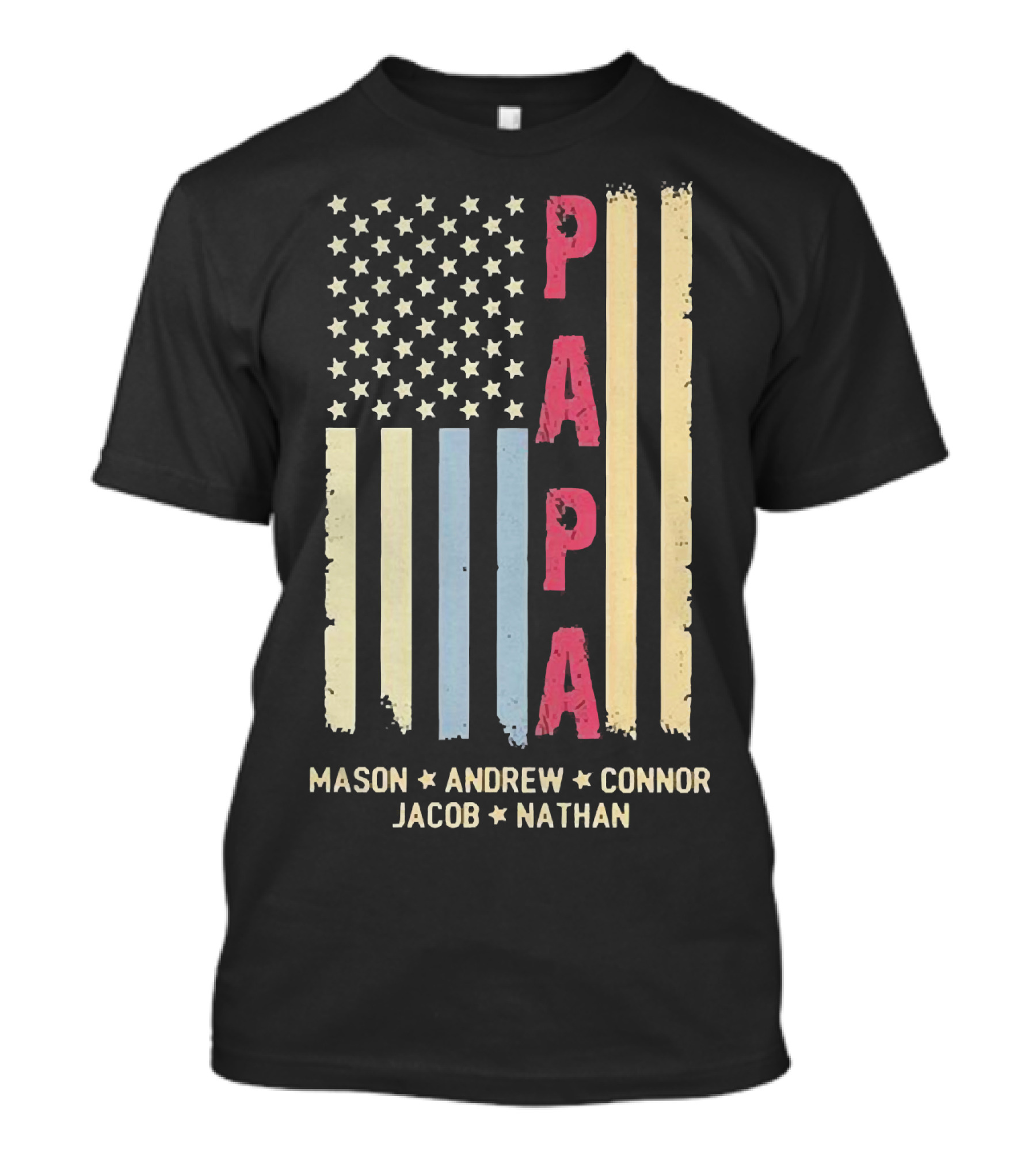 Papa Mason Andrew Connor Jacob Nathan Stars And Stripes American Flag T-Shirt