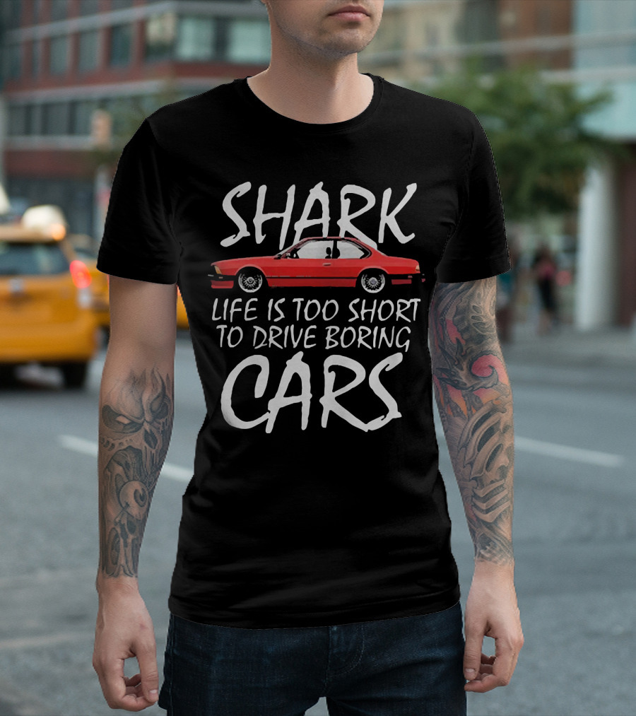 Shark Life Is Too Short to Drive Boring Cars Red Vintage Car T-Shirt