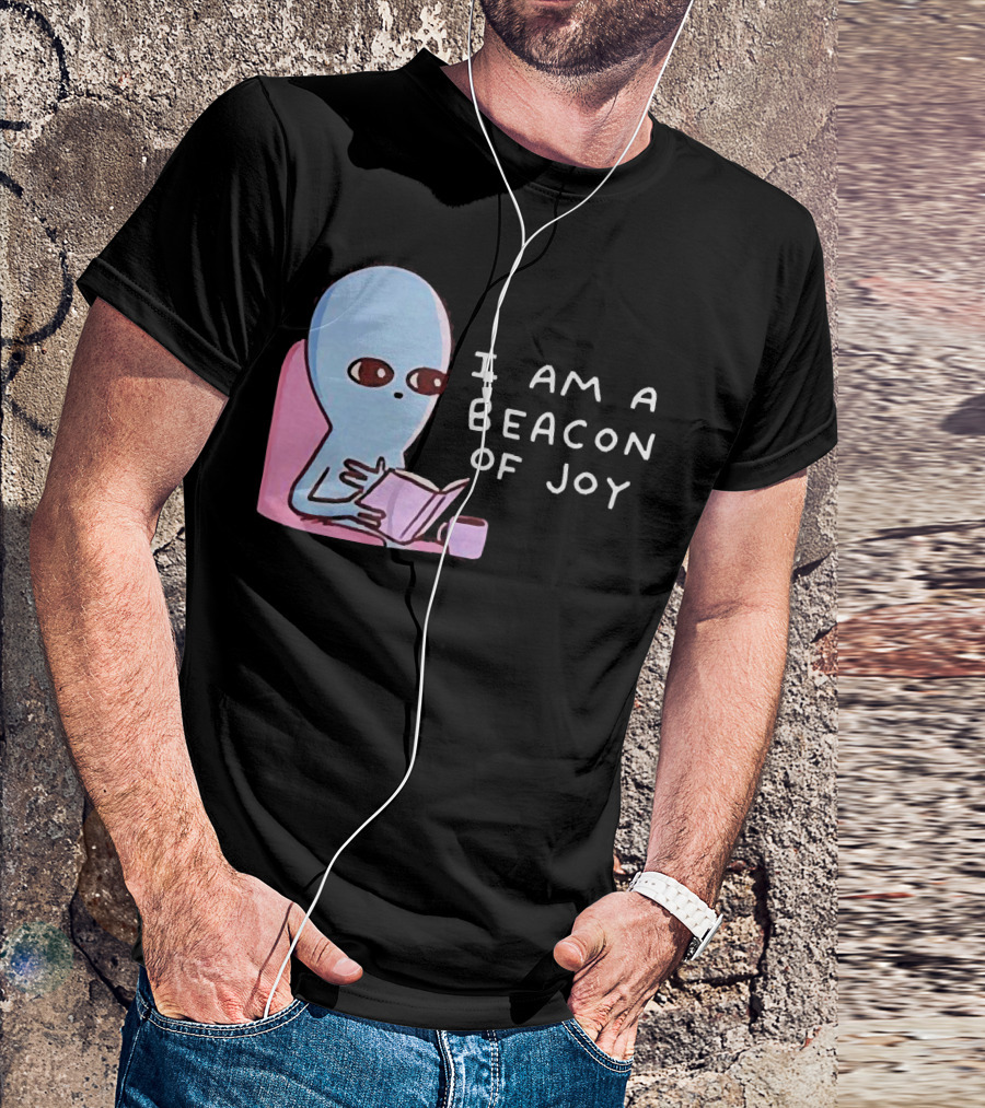Strange Planet I Am A Beacon Of Joy Alien Reading Book With Coffee T-Shirt