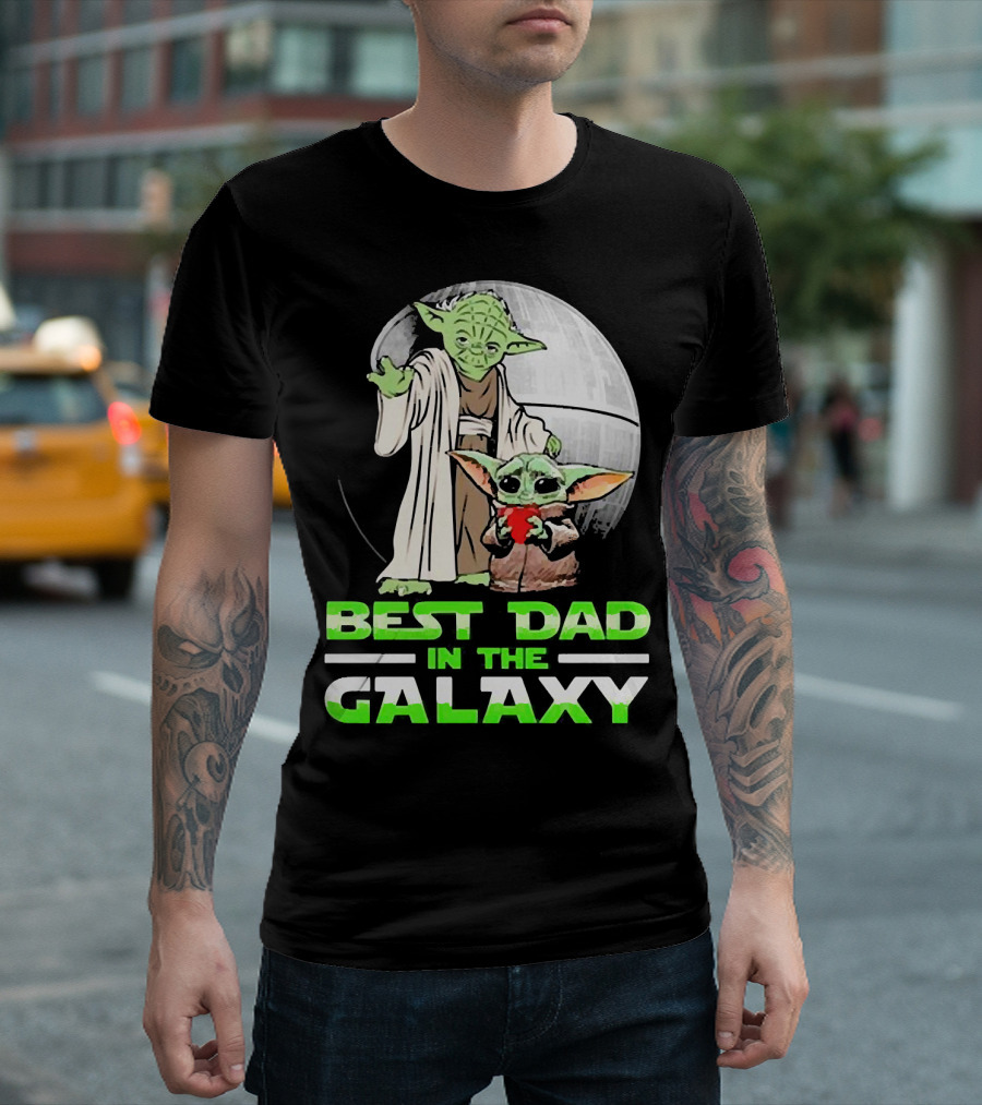 Best Dad in the Galaxy with Yoda and Baby Yoda T-Shirt