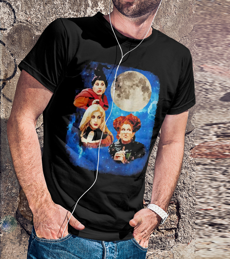 Three Hocus Pocus Moon Sanderson Sisters Night Sky T-Shirt