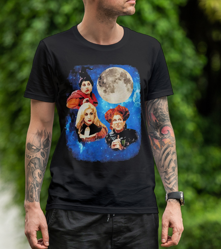 Three Hocus Pocus Moon Sanderson Sisters Night Sky T-Shirt