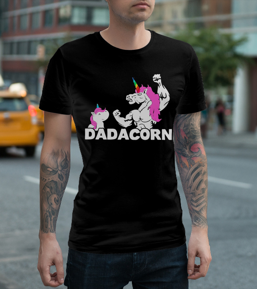 Dadacorn Unicorn Dad Muscular Fantasy T-Shirt