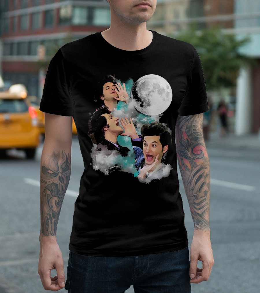 Three Jean Ralphio Full Moon Howling Clouds Faces T-Shirt