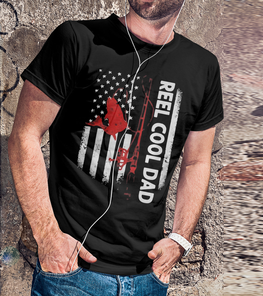 Reel Cool Dad American Flag Fishing Veteran T-Shirt