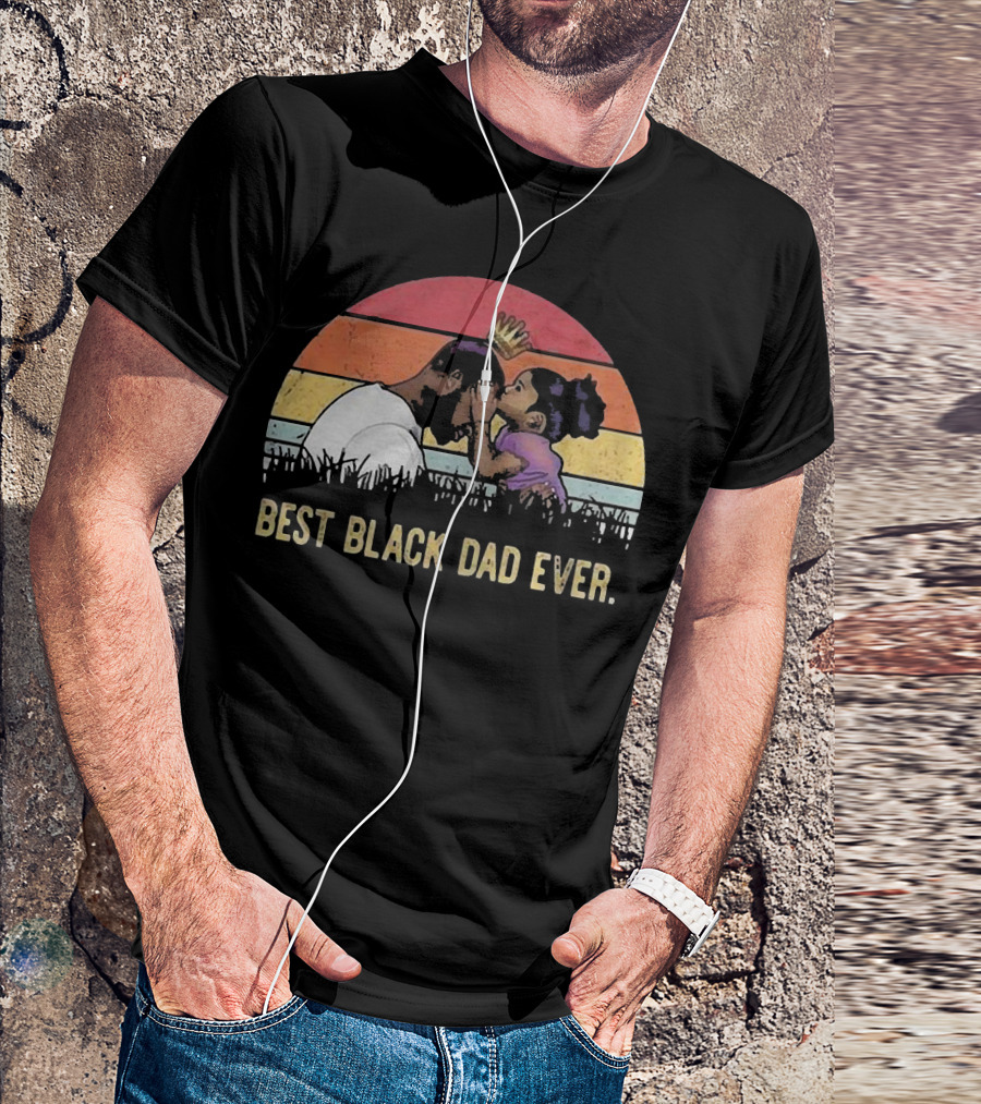 Best Black Dad Ever Vintage Sunset Father And Daughter T-Shirt