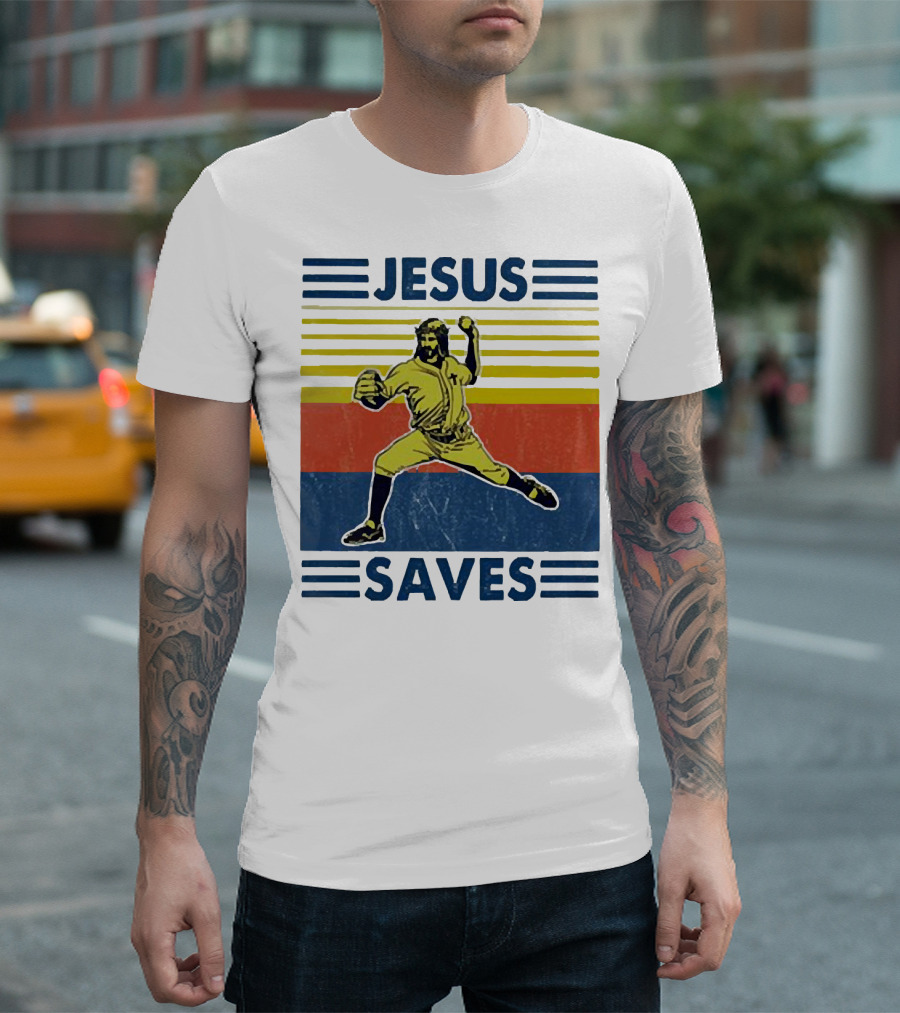 Jesus Saves Baseball Pitcher T-Shirt