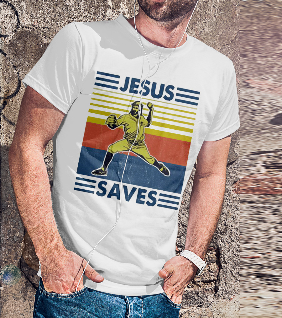 Jesus Saves Baseball Pitcher T-Shirt