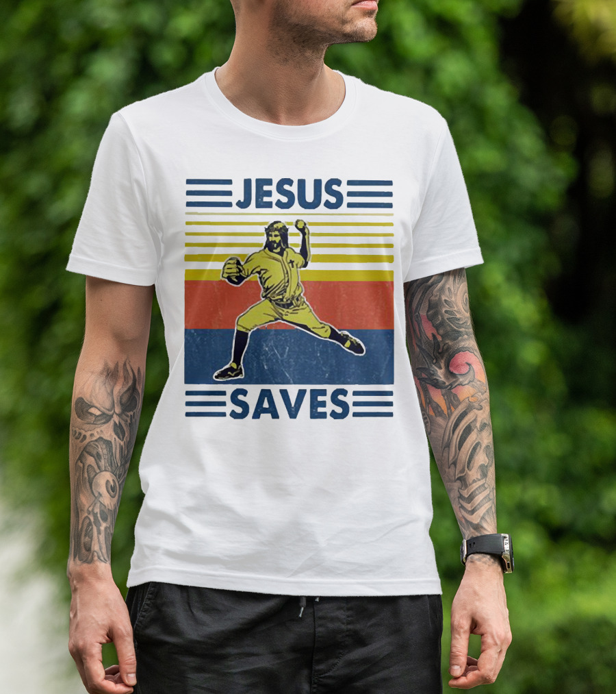 Jesus Saves Baseball Pitcher T-Shirt
