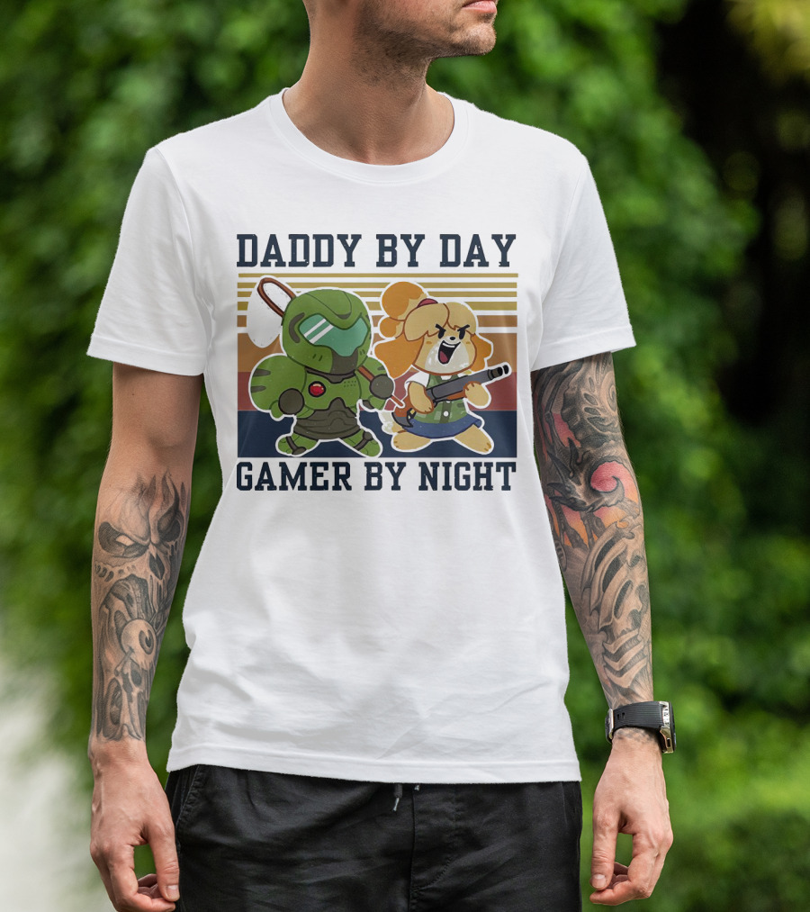 Daddy By Day Gamer By Night Doomguy Isabelle Crossover T-Shirt