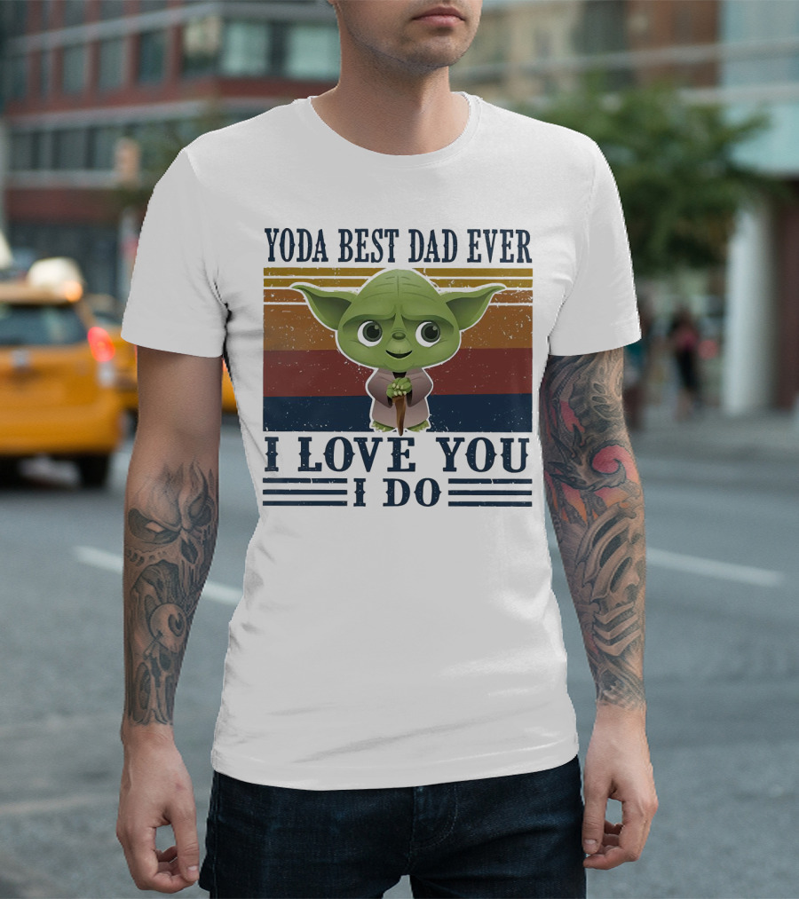 Yoda Best Dad Ever I Love You I Do Retro Colors T-Shirt