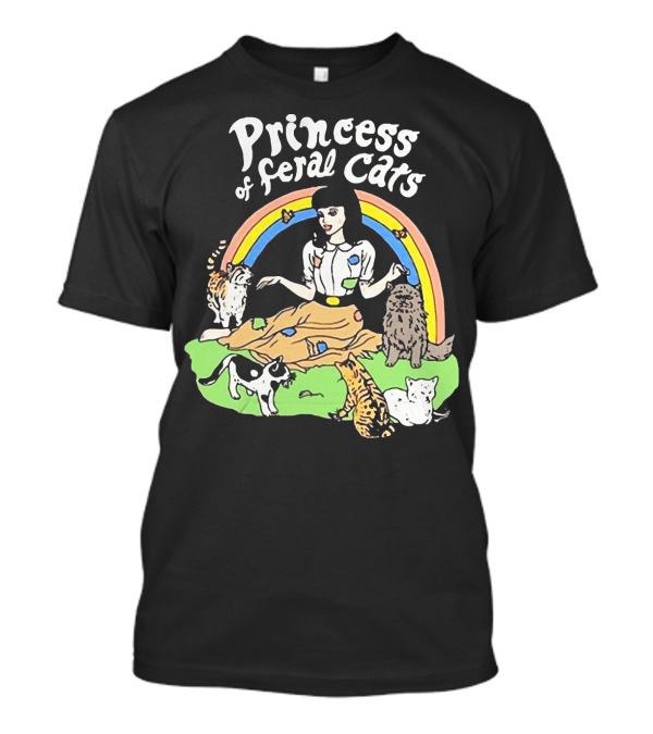 Princess Of Feral Cats With Rainbow And Cats In T-Shirt