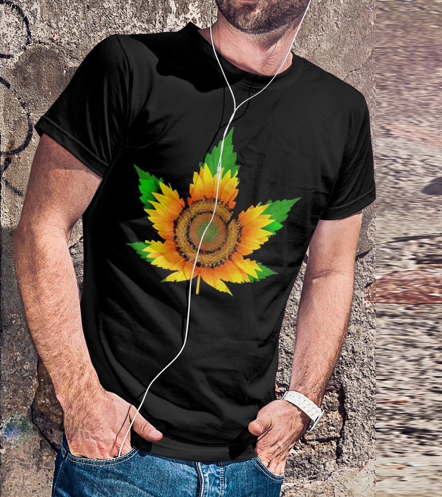 Weed Leaf Sunflower Beautiful T-Shirt