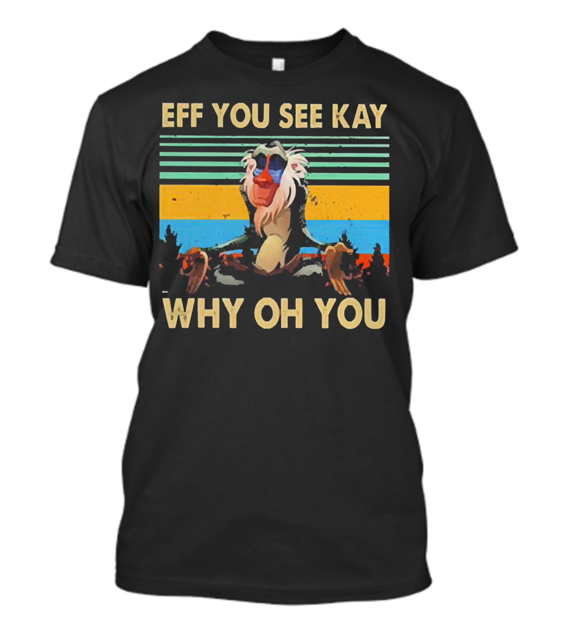 Eff You See Kay Why Oh You Yoga Monkey Retro Sunset T-Shirt