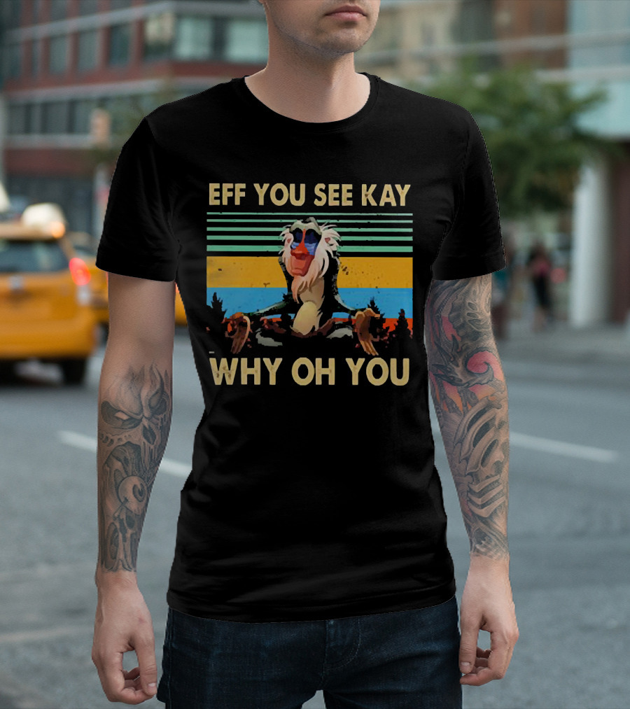 Eff You See Kay Why Oh You Yoga Monkey Retro Sunset T-Shirt