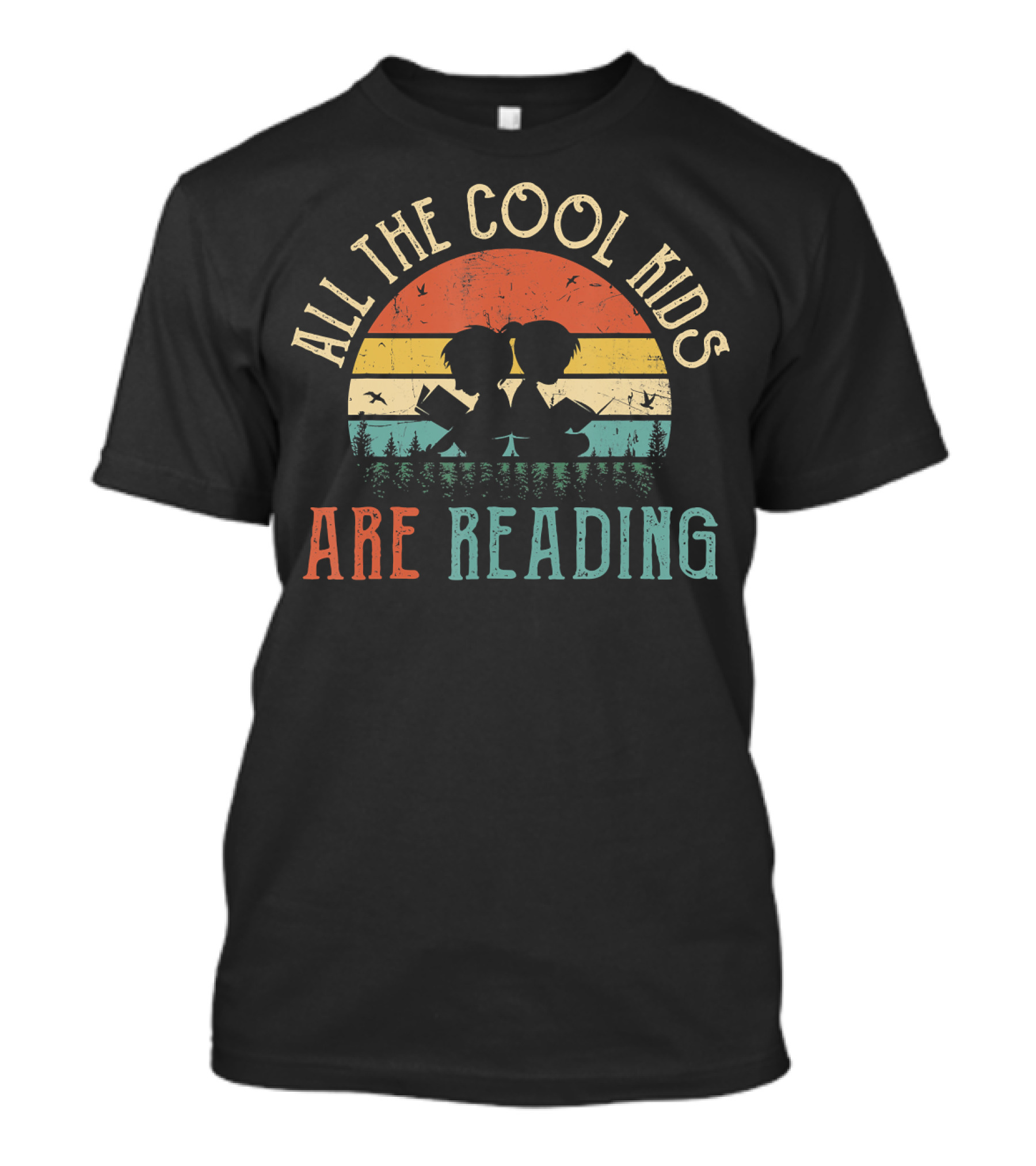 All The Cool Kids Are Reading Vintage Retro Sunset T-Shirt