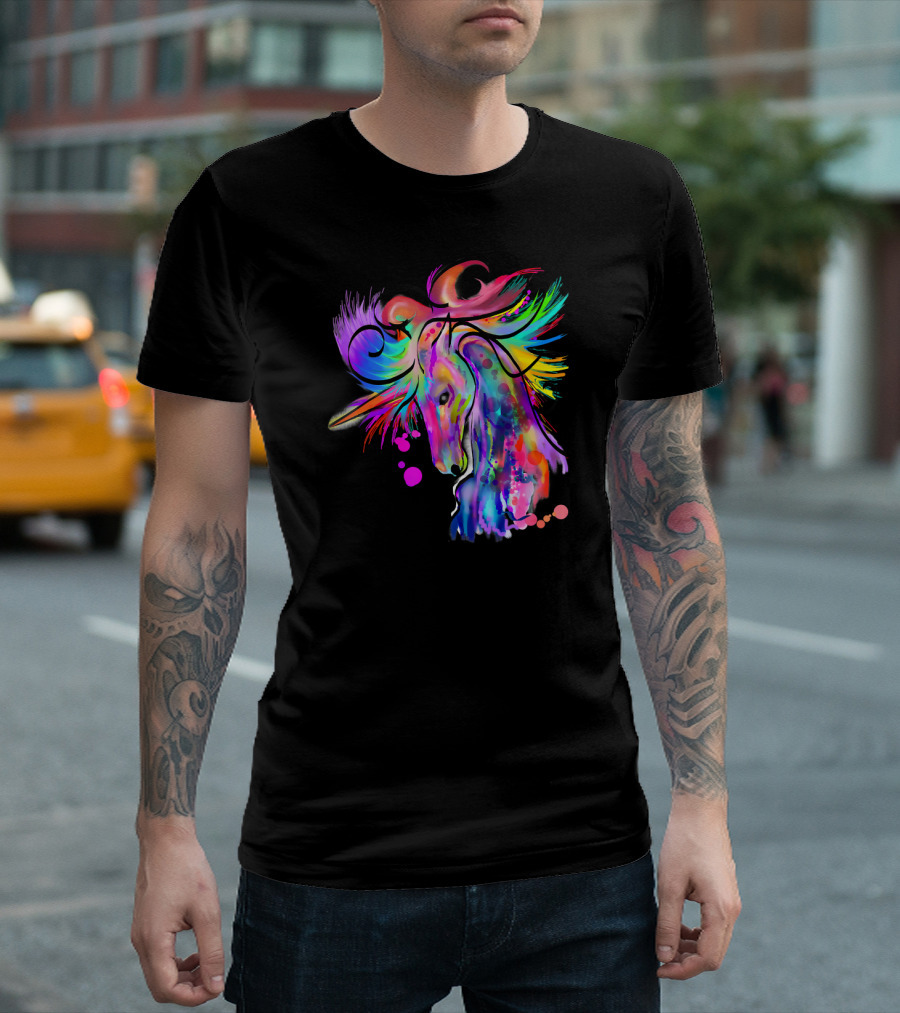 Colorful Rainbow Beautiful Unicorn Artistry T-Shirt