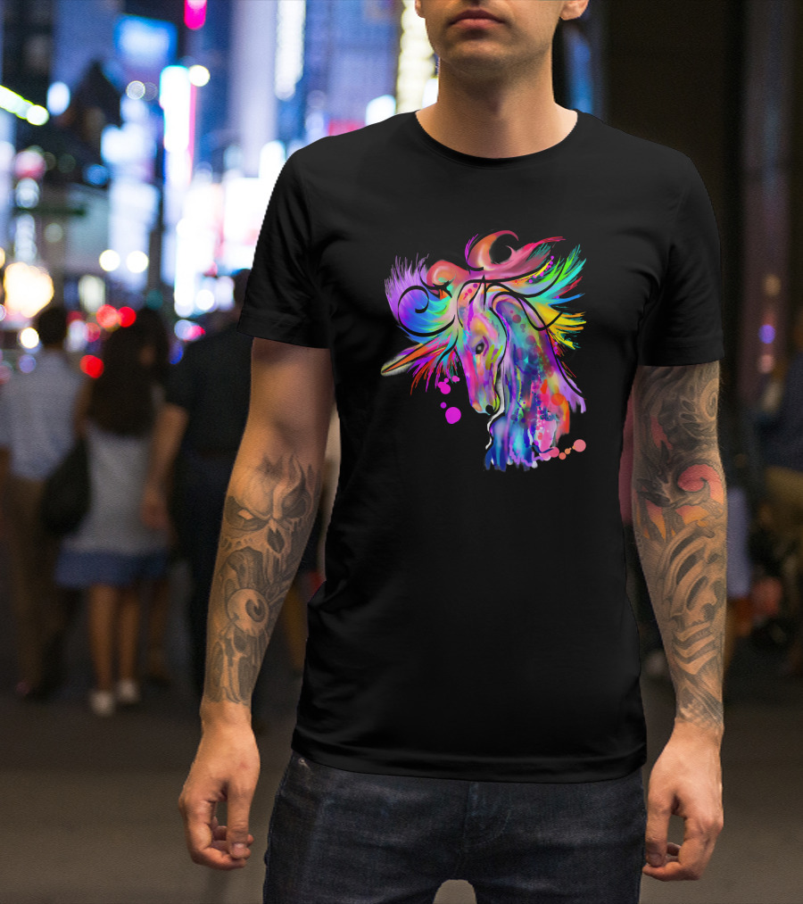 Colorful Rainbow Beautiful Unicorn Artistry T-Shirt