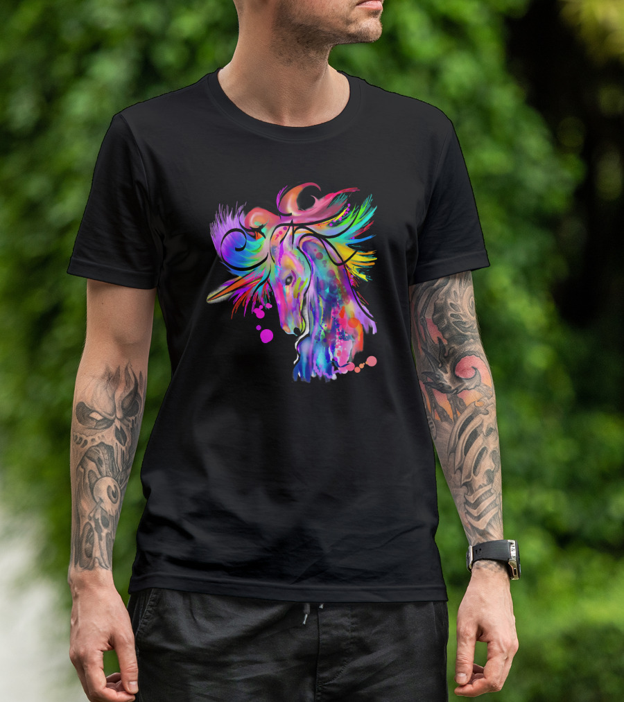 Colorful Rainbow Beautiful Unicorn Artistry T-Shirt