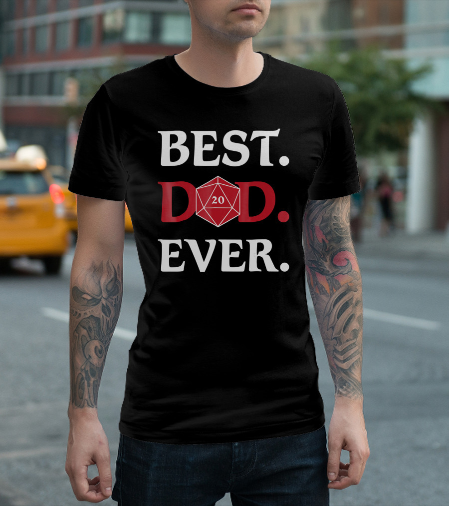 Best Dad Ever 20-Sided Dice Fantasy Role Playing Mens T-Shirt