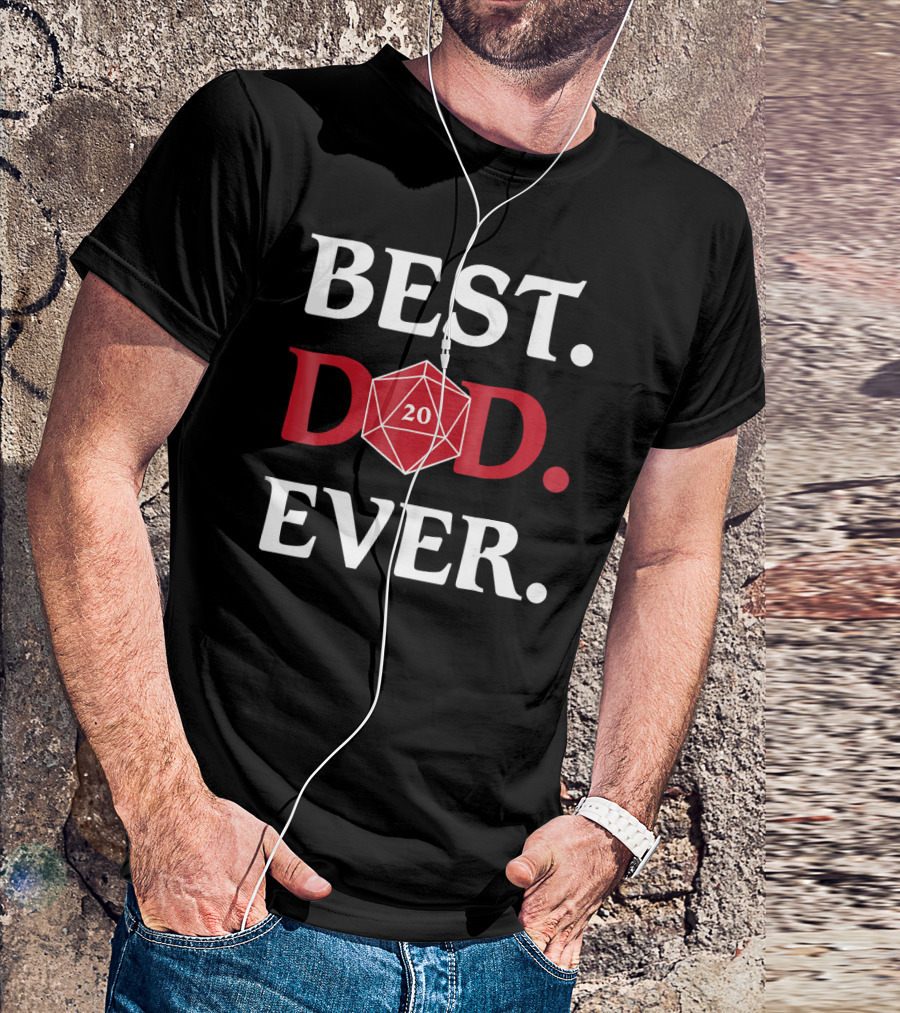 Best Dad Ever 20-Sided Dice Fantasy Role Playing Mens T-Shirt