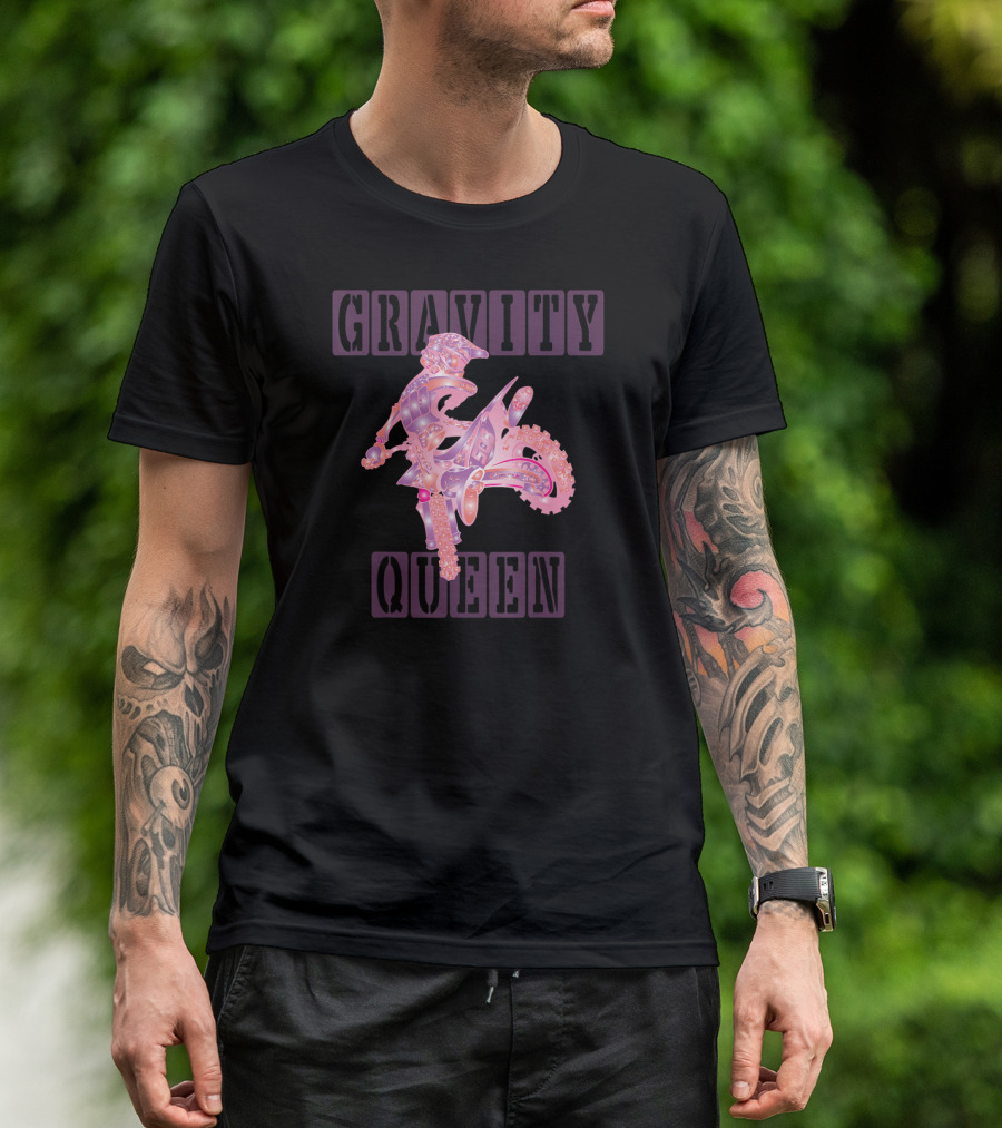 Gravity Queen Dirt Bike Rider Motocross Gravity Check T-Shirt
