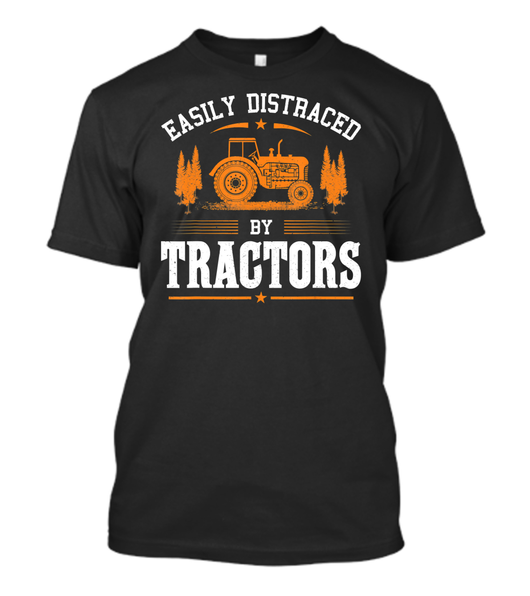Easily Distracted By Tractors Funny Farming Tractor Lover T-Shirt