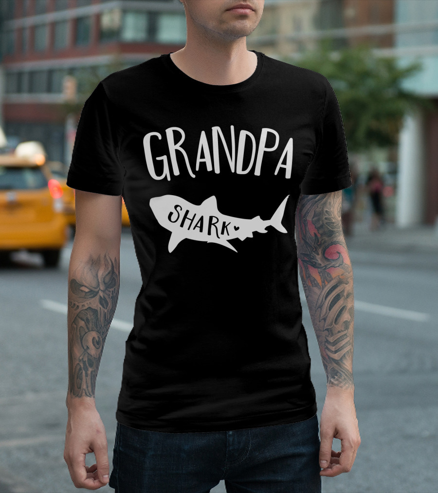 Grandpa Shark Doo Doo Playful Ocean Family Fun T-Shirt