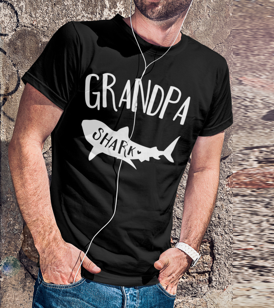 Grandpa Shark Doo Doo Playful Ocean Family Fun T-Shirt