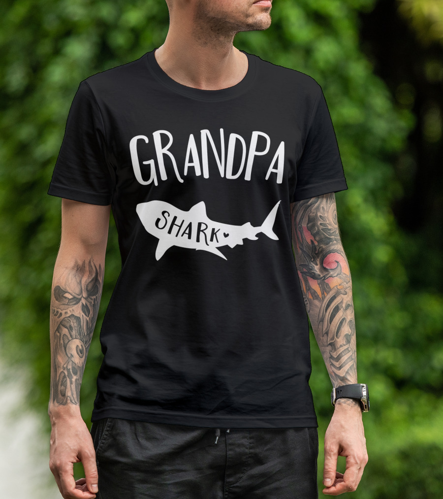 Grandpa Shark Doo Doo Playful Ocean Family Fun T-Shirt