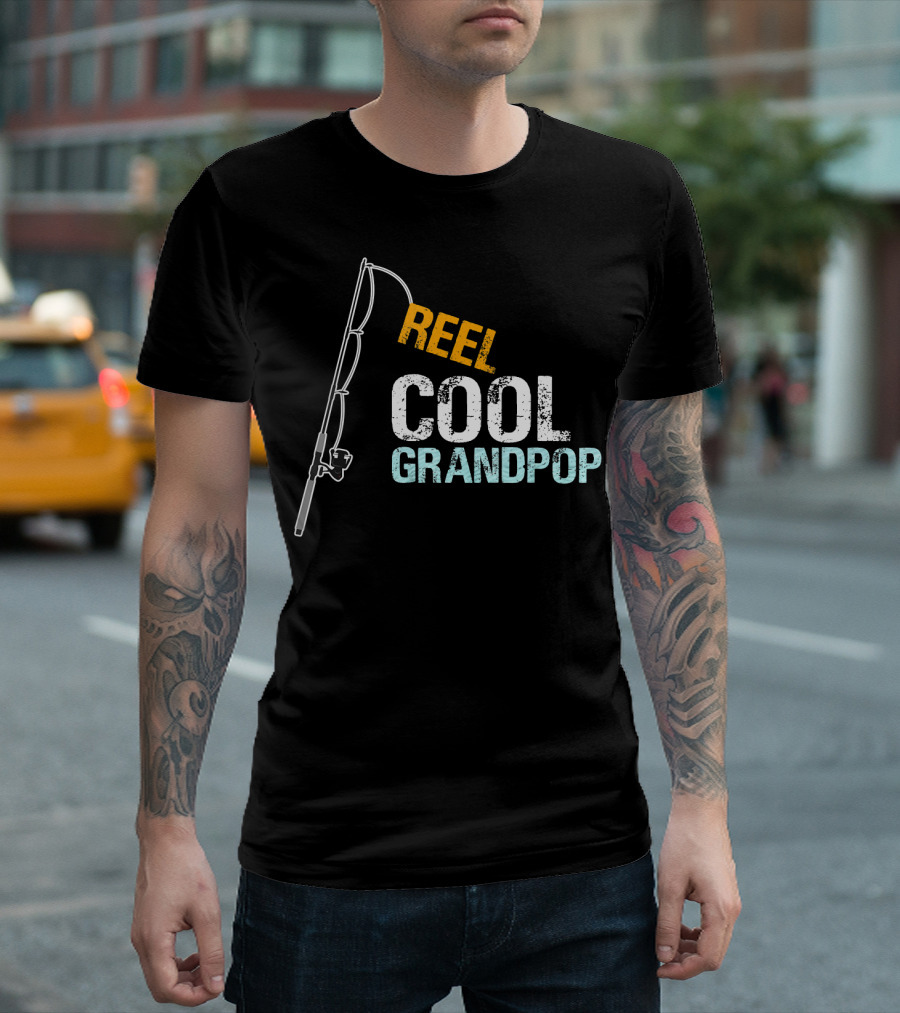 Mens Reel Cool Grandpop from Granddaughter Grandson Fishing Rod T-Shirt
