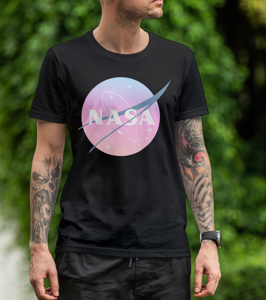 NASA Pastel Rainbow Space Logo Astronaut Outer Space Emblem T-Shirt